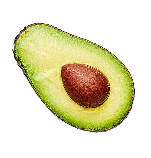 Half an avocado with pit