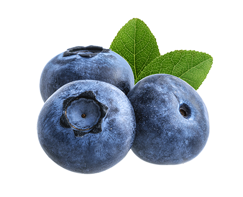 Three whole blueberries