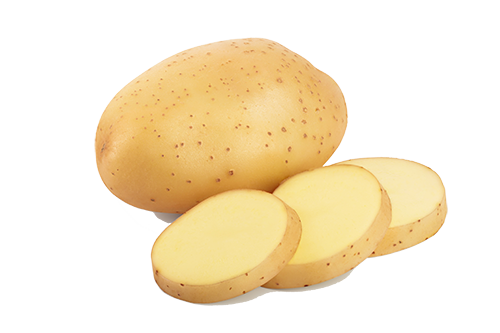 Whole potato and sliced potato